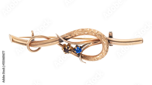 Fotografie yellow gold and stone brooch. isolated on white background