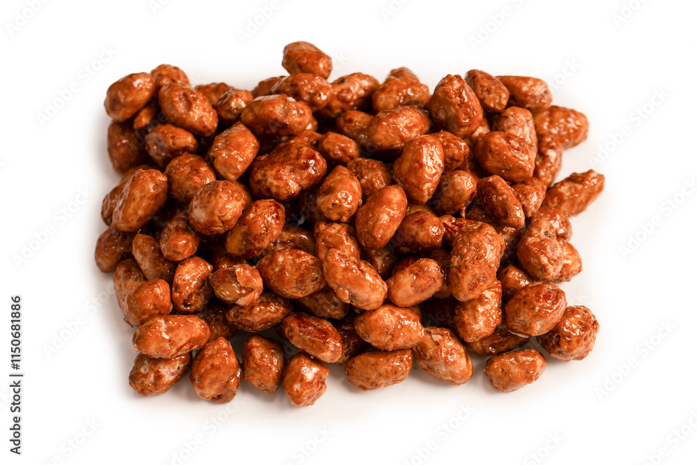 Tasty sweet roasted peanuts isolated on a white background. Tasty sweet roasted peanuts isolated on a white background.