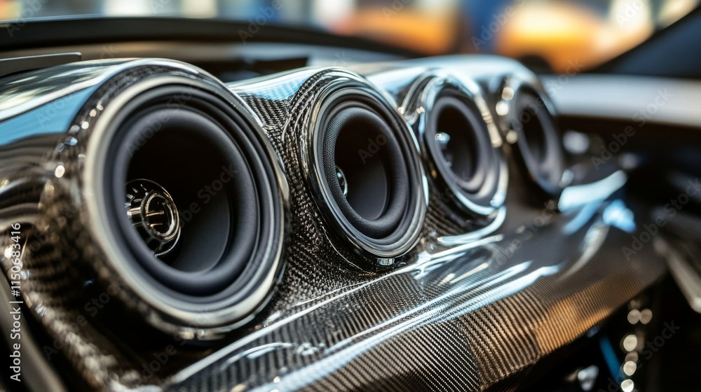 Close-Up of High-Quality Car Audio Speakers with Modern Design Close-Up of High-Quality Car Audio Speakers with Modern Design
