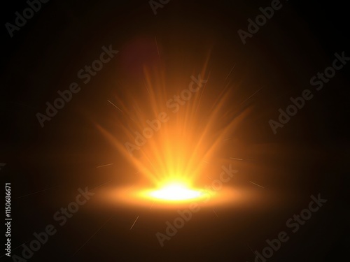 Close-up of a light source with speeding rays, blurred environment, refractive optics, lighting, colorful light