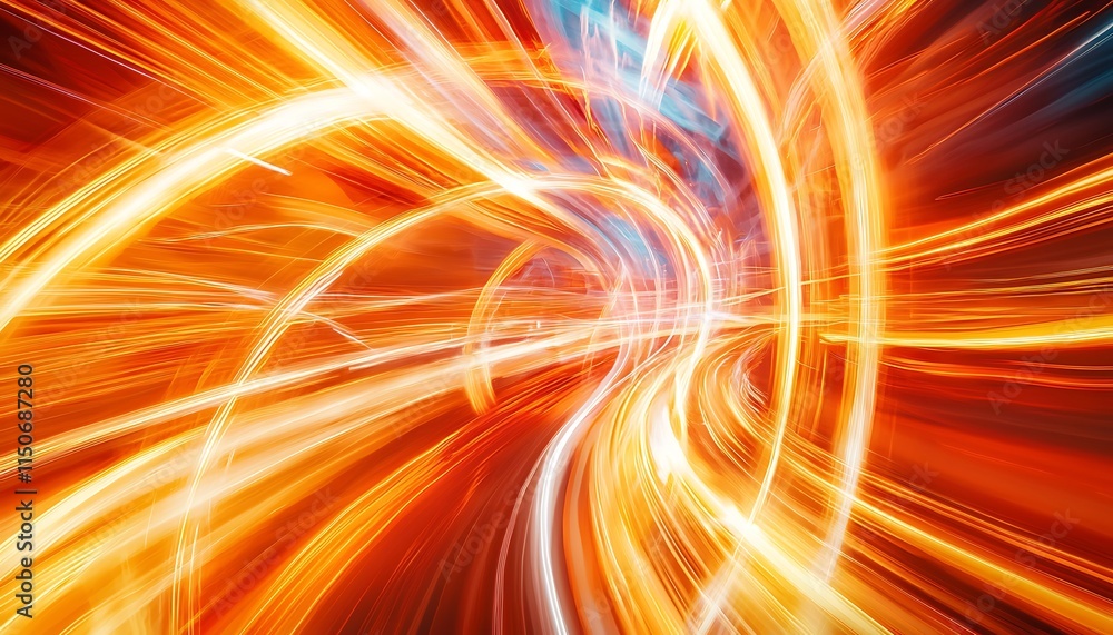 Naklejka premium Dynamic abstract background with interwoven light streaks and a glowing center focus