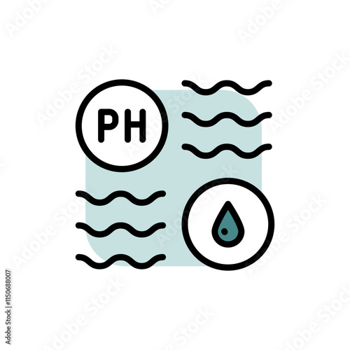 Water Quality and Water Treatment Vector Color Icon. PH Balance and Laboratory Bacterial Research. From Water Drop to Analysis, H2O Hygiene. Simple vector illustration for mobile concept and web desig