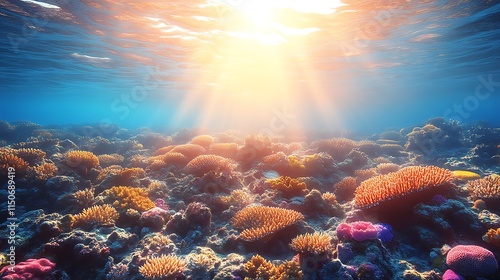 Wallpaper Mural Vibrant Coral Reef Illuminated By Sunlit Ocean Water Torontodigital.ca