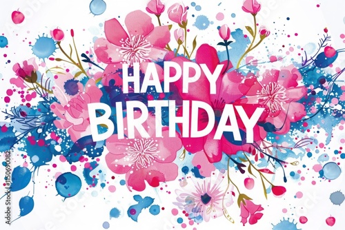 A colorful birthday card with a flowery design