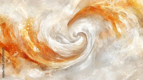 Swirling watercolor flow in light orange, cream, and gold tones for an artistic abstract design