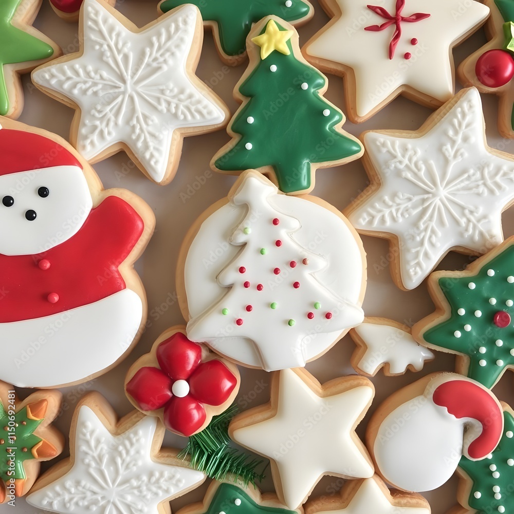 Holiday Cookie Assortment: Christmas Trees, Santa, Reindeer, Candy Canes, Gingerbread Houses, Stockings, and Peppermints Holiday Cookie Assortment: Christmas Trees, Santa, Reindeer, Candy Canes, Gingerbread Houses, Stockings, and Peppermints