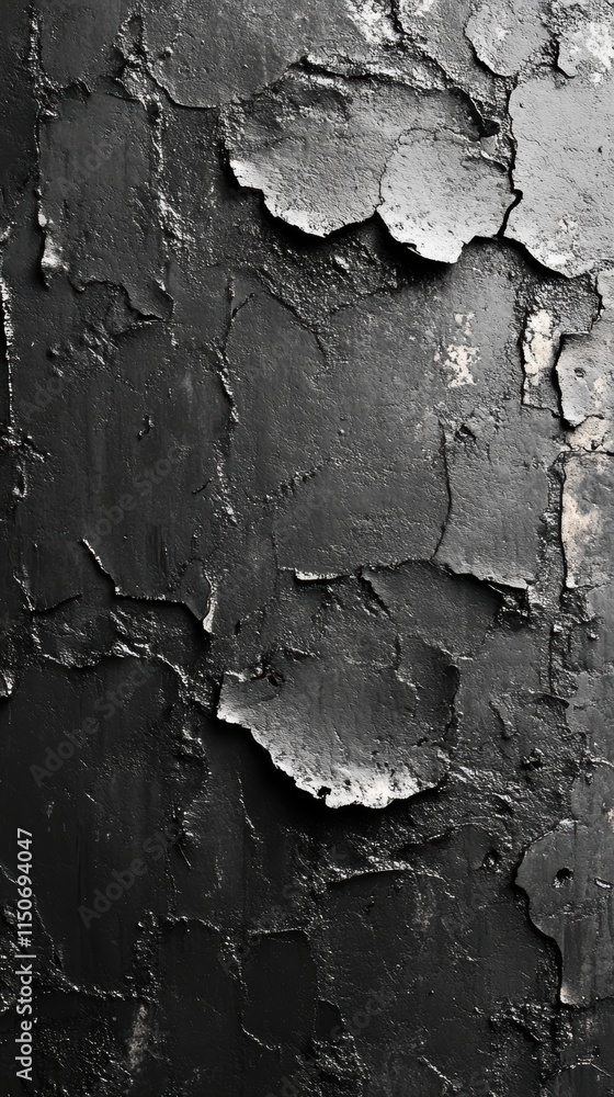 Fototapeta premium Dark gray grunge texture on black background macro shot