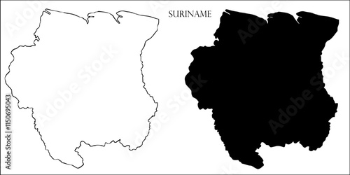 Suriname Blank Map, Suriname Map Outline Vector Images