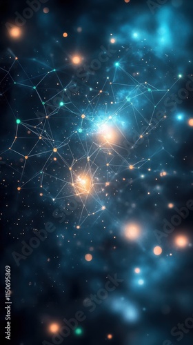 Wallpaper Mural Abstract global network with nodes and lines on dark background Torontodigital.ca