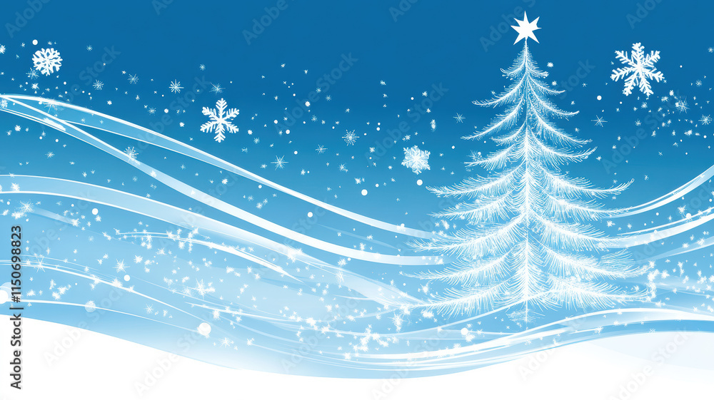 Christmas tree illustration with light trails Christmas tree illustration with light trails
