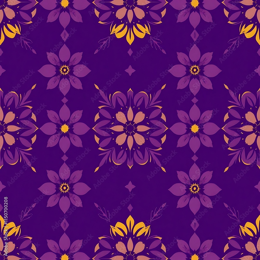 Obraz premium Purple Floral Mandala Pattern 