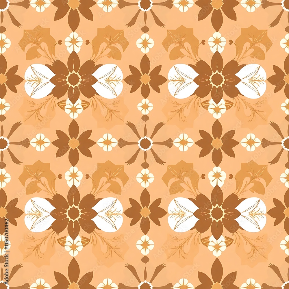 Retro Floral Pattern: A captivating seamless pattern featuring vintage-inspired floral motifs in a warm, earthy palette. Perfect for adding a touch of retro charm to your design projects. Retro Floral Pattern: A captivating seamless pattern featuring vintage-inspired floral motifs in a warm, earthy palette. Perfect for adding a touch of retro charm to your design projects.
