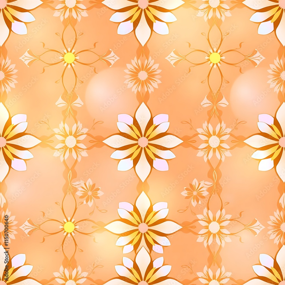 Obraz premium Golden Floral Seamless Pattern 