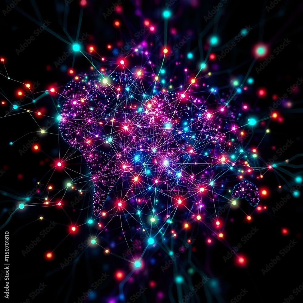 Abstract Neon Cybernetic Traffic - Art Nouveau Style Abstract Neon Cybernetic Traffic - Art Nouveau Style