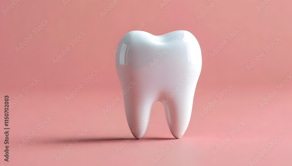 Minimalist model of a white tooth. Symbolizes dental care, oral health and hygiene. Minimalist model of a white tooth. Symbolizes dental care, oral health and hygiene.