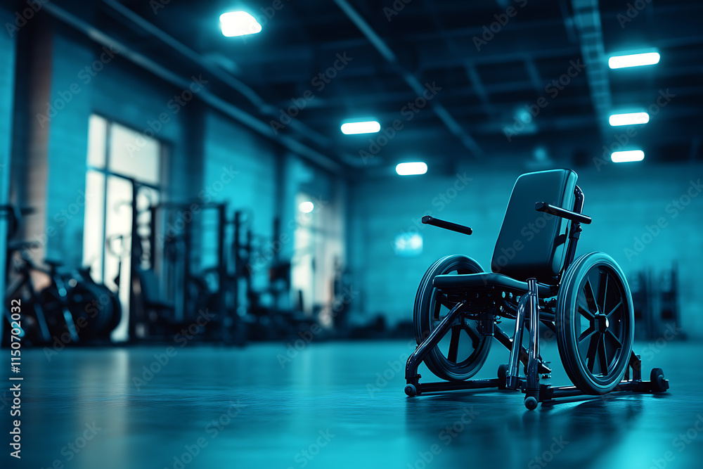 Modern Wheelchair in a Gym Setting Modern Wheelchair in a Gym Setting
