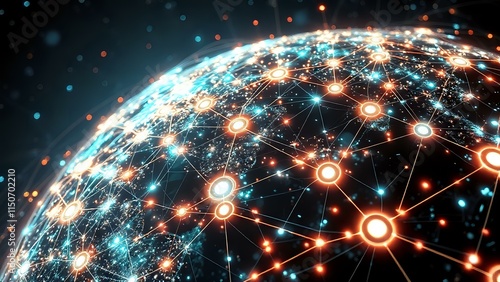 Glowing Cybernetic Earth: Night View of Quantum Internet Traffic