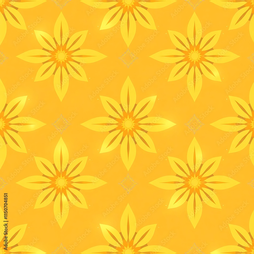 Golden Floral Pattern: An elegant and intricate seamless pattern featuring delicate golden flowers on a vibrant yellow background. Golden Floral Pattern: An elegant and intricate seamless pattern featuring delicate golden flowers on a vibrant yellow background.