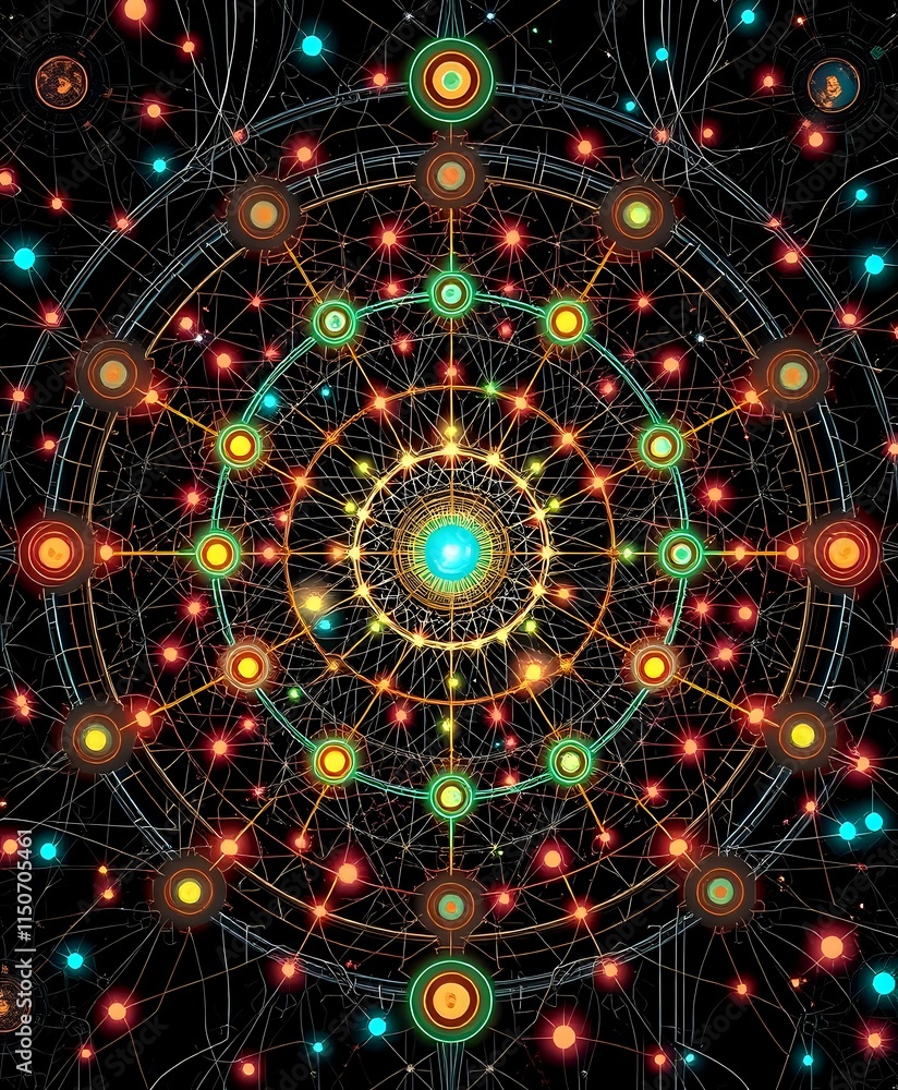 Obraz premium Vibrant Quantum Internet Art Nouveau Design