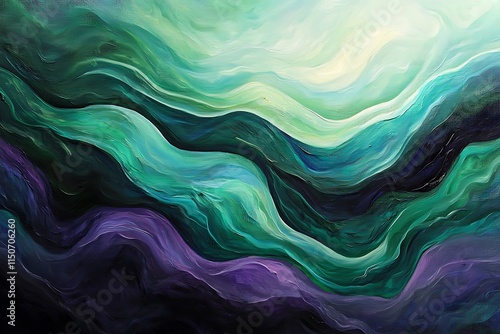 Abstract aurora-like waves light in a spectrum greens and purples photo