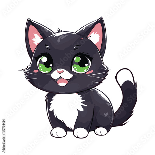 cute cat stricker  vector with a white background