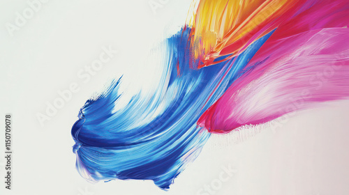 A vibrant abstract painting with bold brush strokes and a mix of colors photo