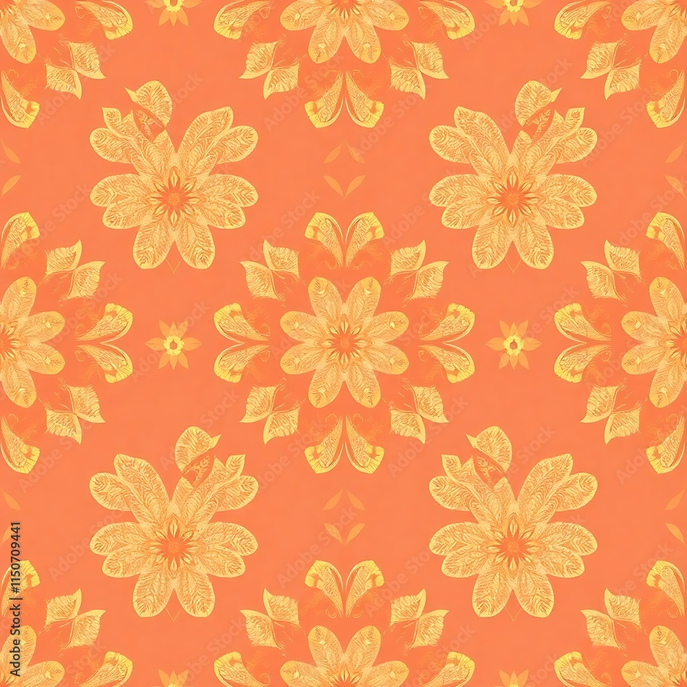 Peach Floral Mandala Pattern Peach Floral Mandala Pattern