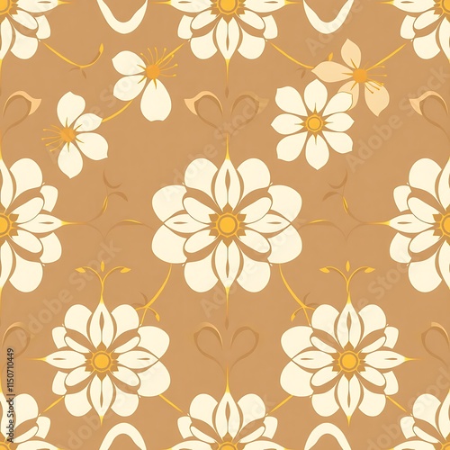 Wallpaper Mural Beige Floral Seamless Pattern  Torontodigital.ca