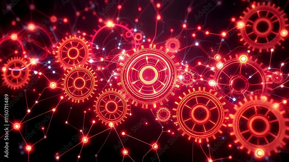 Obraz premium Futuristic Gears in Blue Background