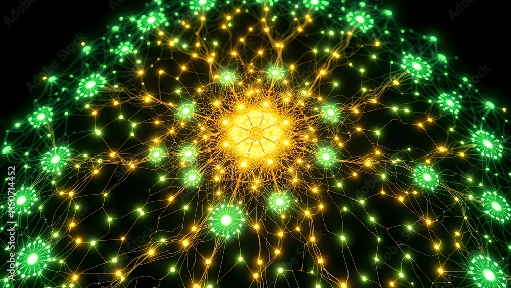 Stellar Constellation Night Sky with Bioluminescent Fractal Nodes Stellar Constellation Night Sky with Bioluminescent Fractal Nodes