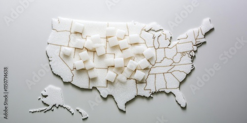 A Sugar Cube Map uniquely representing the entirety of the United States creatively and artistically photo