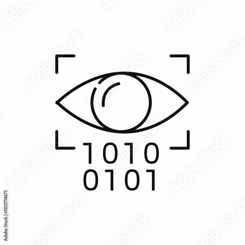 eye scan binary code icon sign vector