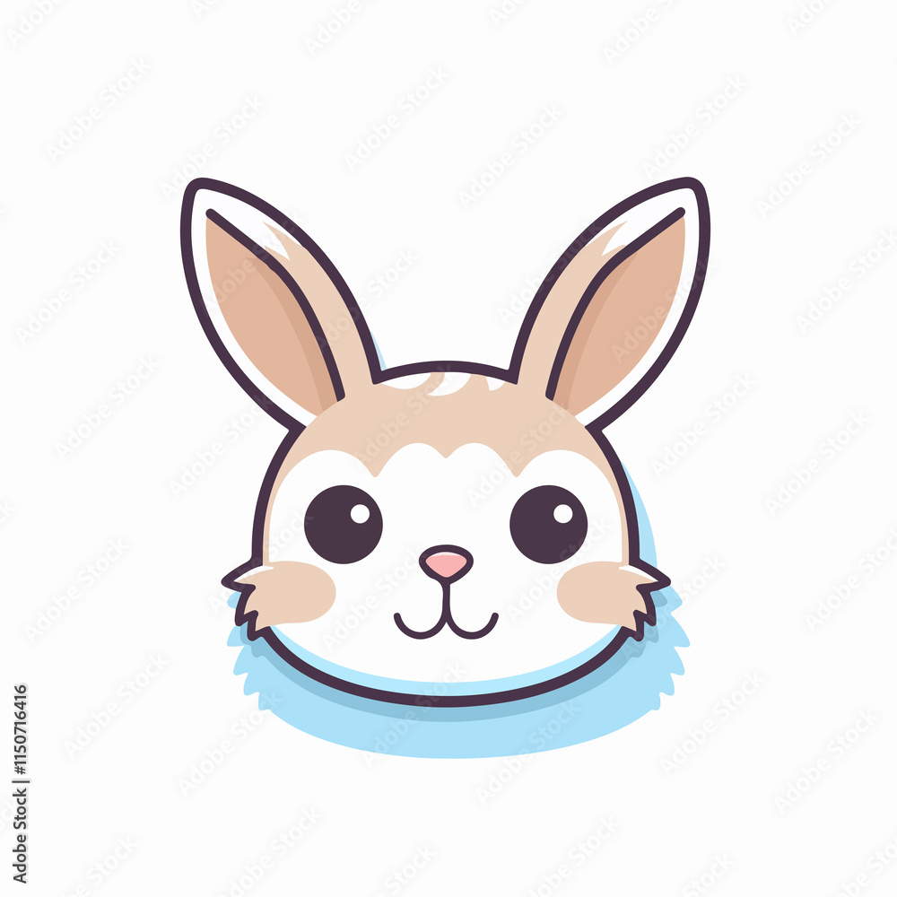 Adorable rabbit head flat icon for web design and projects Adorable rabbit head flat icon for web design and projects