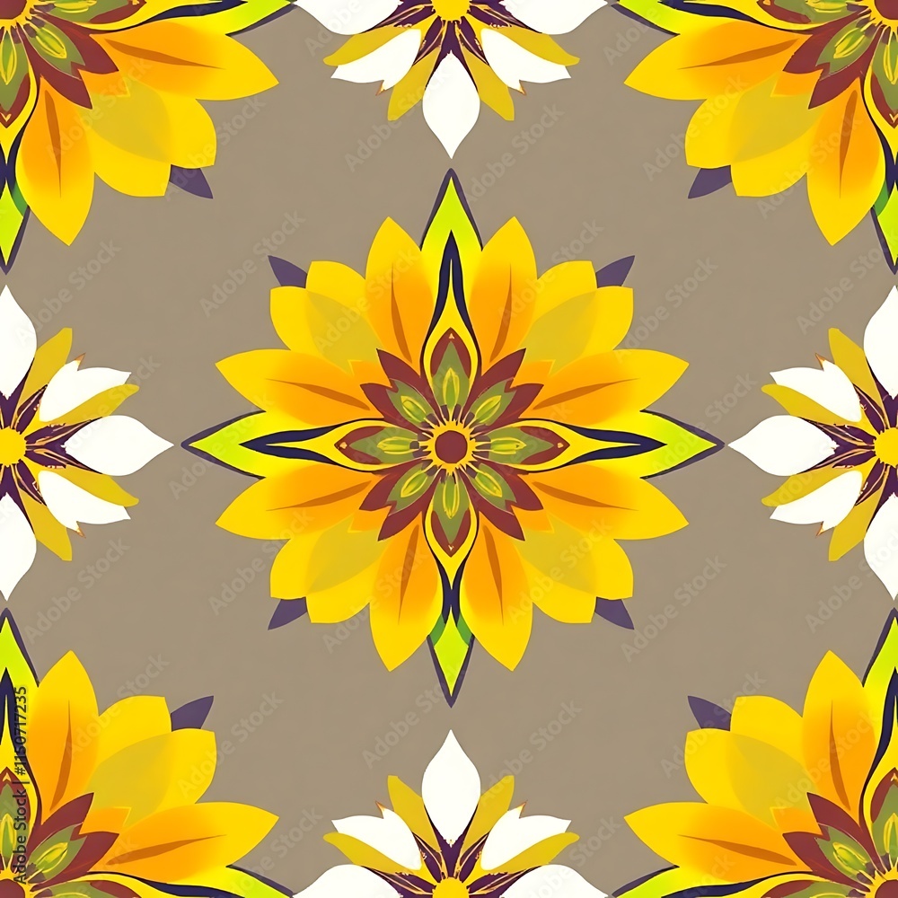 Obraz premium Vibrant Floral Mandala Seamless Pattern 
