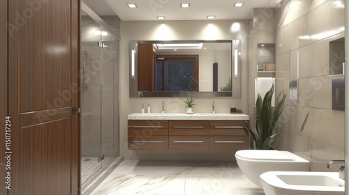 Modern Bathroom Interior With Elegant Fixtures and Natural Light