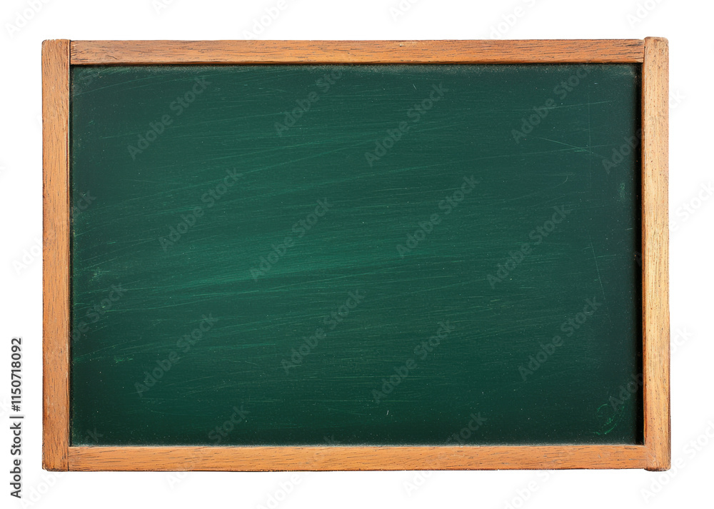 An empty green chalkboard with a wooden frame, isolated on transparent background. Perfect for educational design themes An empty green chalkboard with a wooden frame, isolated on transparent background. Perfect for educational design themes