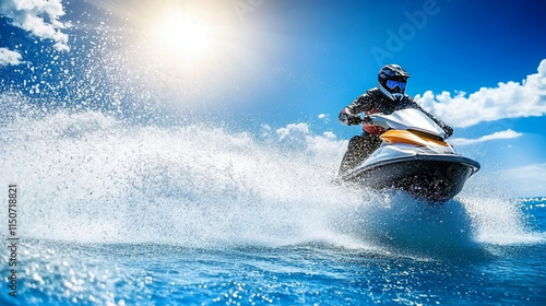 Jet ski racer on water.
