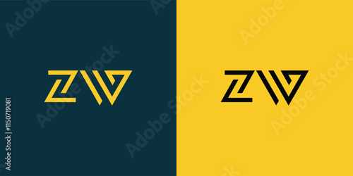 ZW abstract  minimalist letters Logo Monogram. It is a minimalist logo, this logo is made by combining two letters