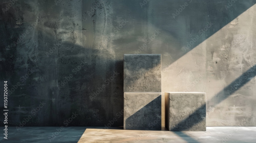 Abstract Concrete Blocks with Dramatic Shadows