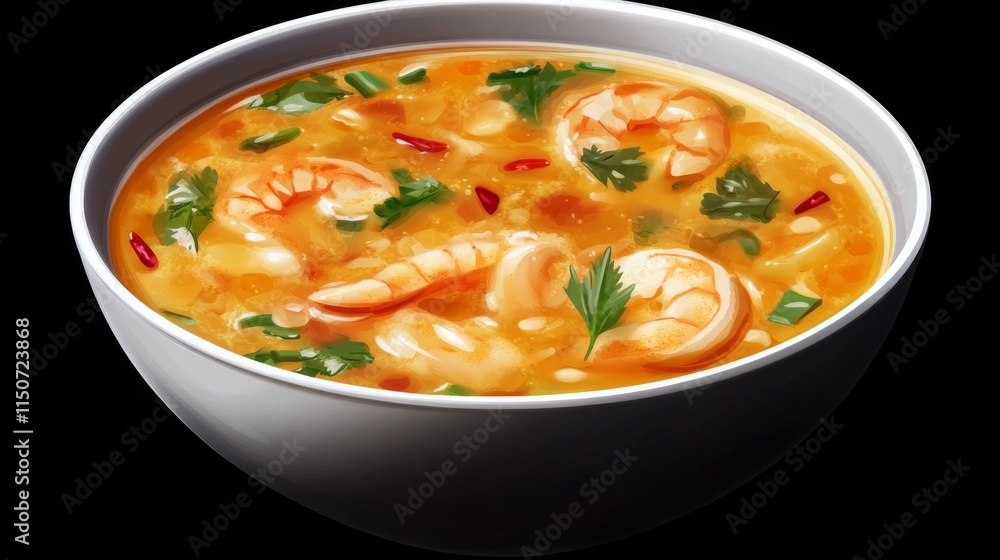 Delicious Shrimp Soup with Fresh Herbs and Chopped Vegetables Delicious Shrimp Soup with Fresh Herbs and Chopped Vegetables