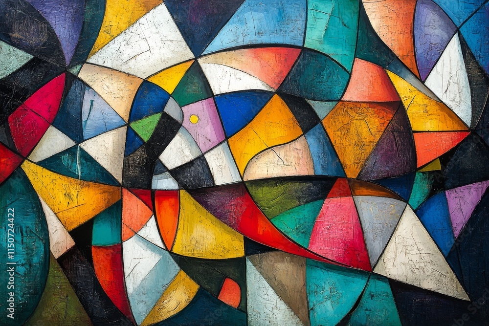 Fototapeta premium Vibrant abstract artwork showcasing colorful geometric shapes and dynamic patterns in a bold design