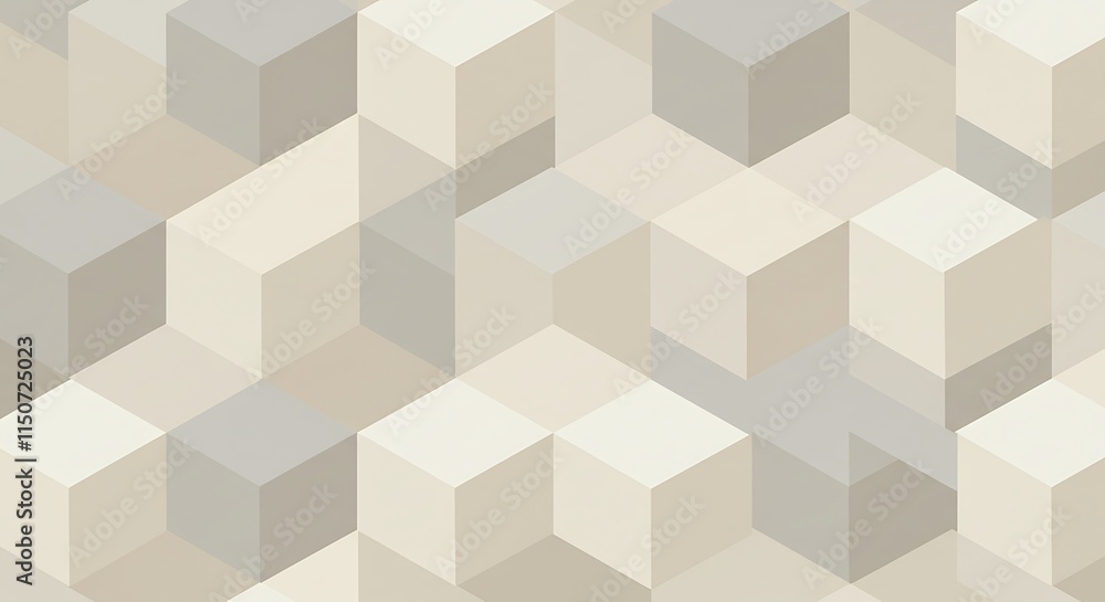 Pale beige and light gray repeating 3d cubes. Geometric abstract pattern. Pale beige and light gray repeating 3d cubes. Geometric abstract pattern.