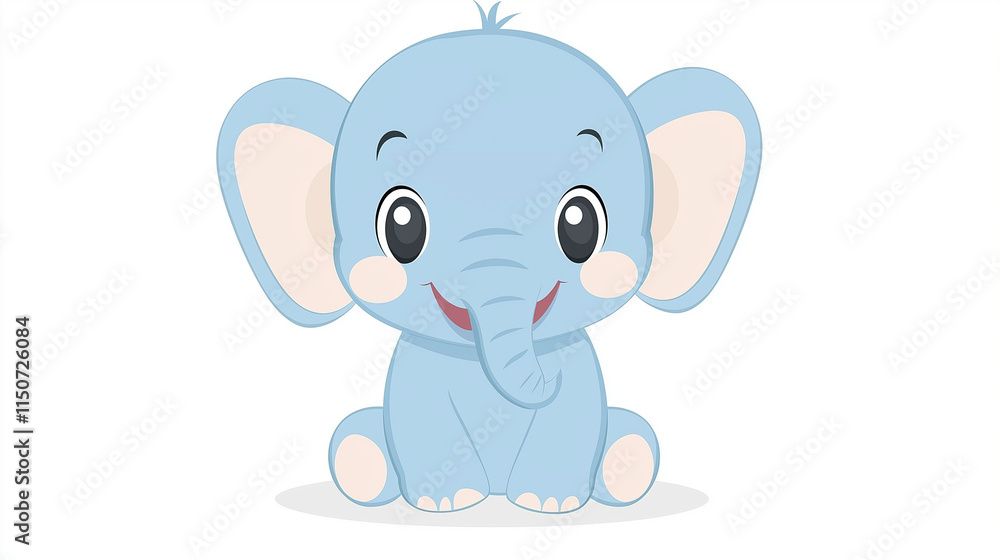 Fototapeta premium Illustration of a blue elephant isolated on a white background