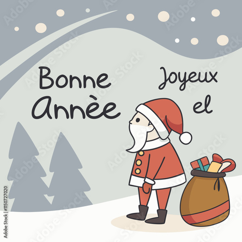 Père Noël en costume de fête rouge et chapeau debout près d'un sac rempli de cadeaux bonne année joyeux Noël concept de célébration des vacances