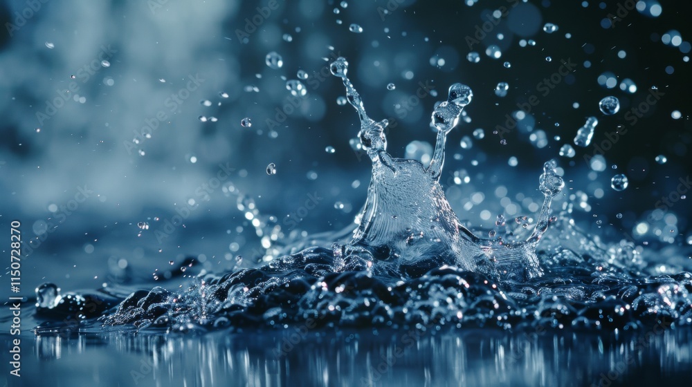 Water splash creating ripples in clear liquid Water splash creating ripples in clear liquid