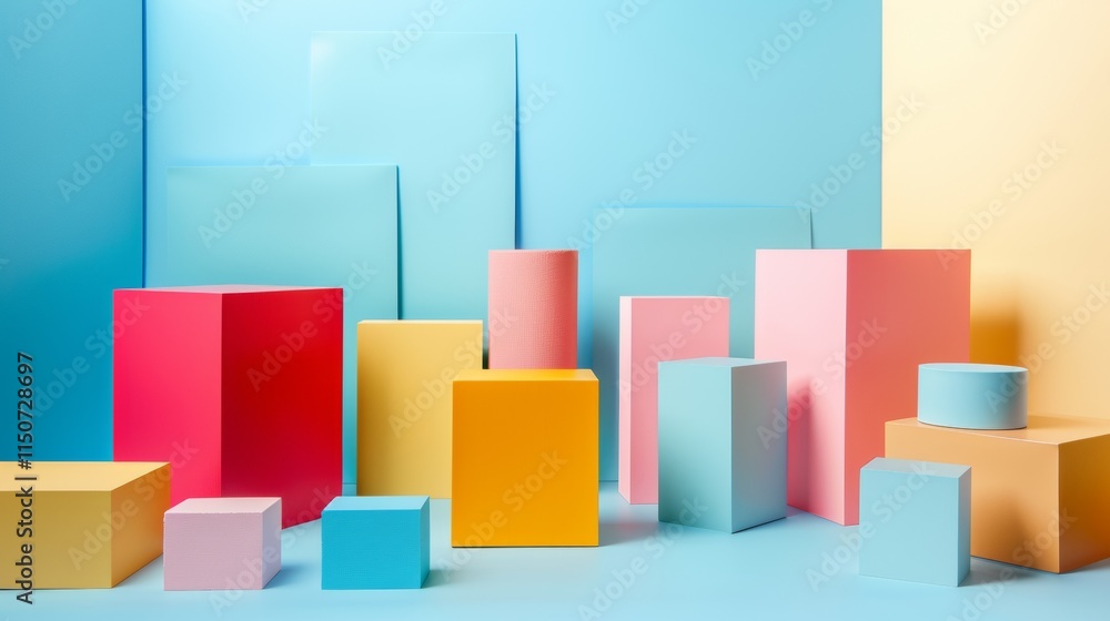 Colorful geometric blocks in modern composition Colorful geometric blocks in modern composition