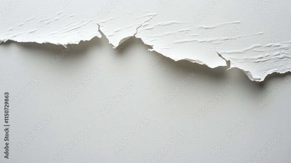 Torn white paper with uneven edges on a white background. Torn white paper with uneven edges on a white background.
