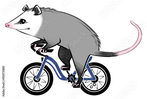 Opossum on a bicycle photo