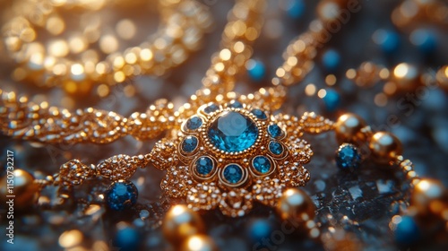 Elegant jewelry piece displayed on a decorative plate alongside a delicate ro...