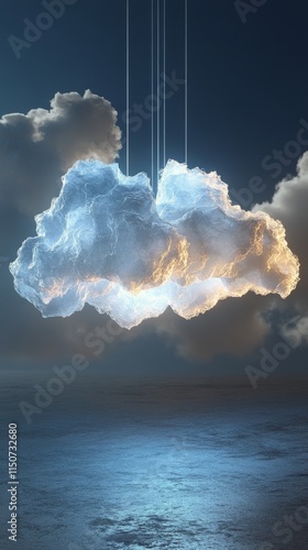 Colorful cloud with shimmering rain during a dreamy twilight atmosphere